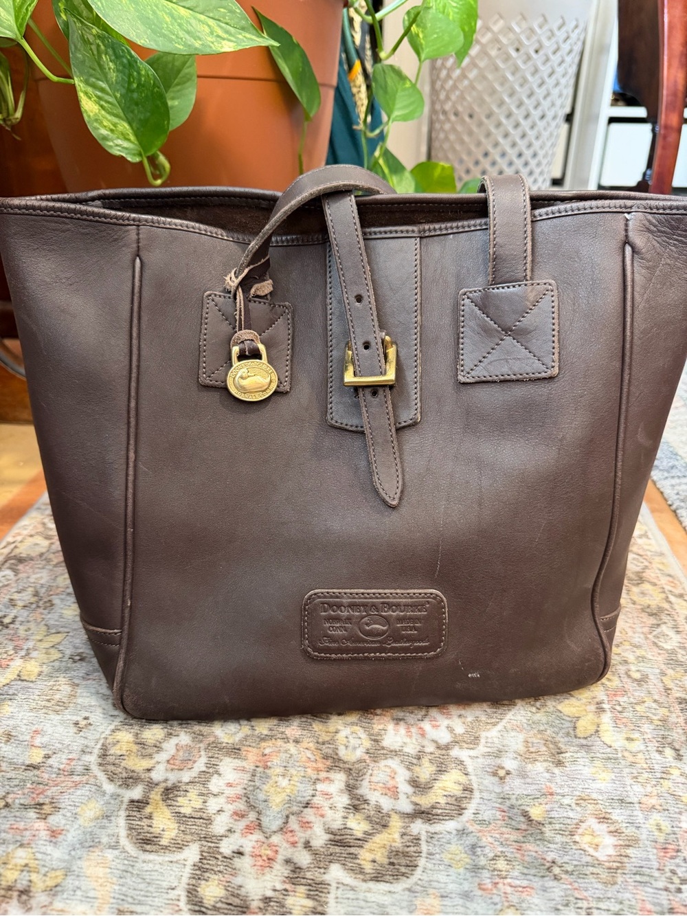 Dooney & Bourke Brown Leather Tote Bag Made in USA